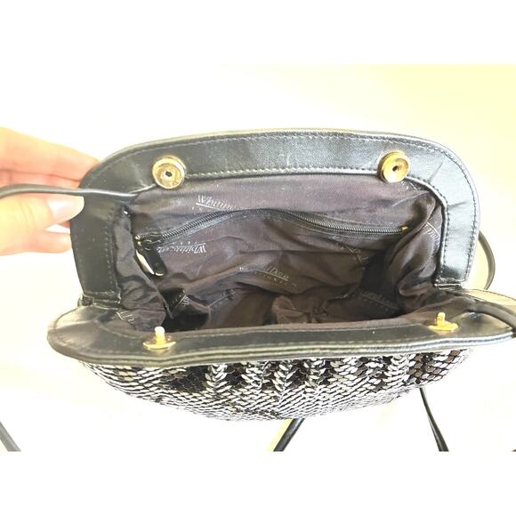 Vintage Whiting Davis Women's Black Metal Mesh Crossbody Evening Bag - Picture 2 of 5